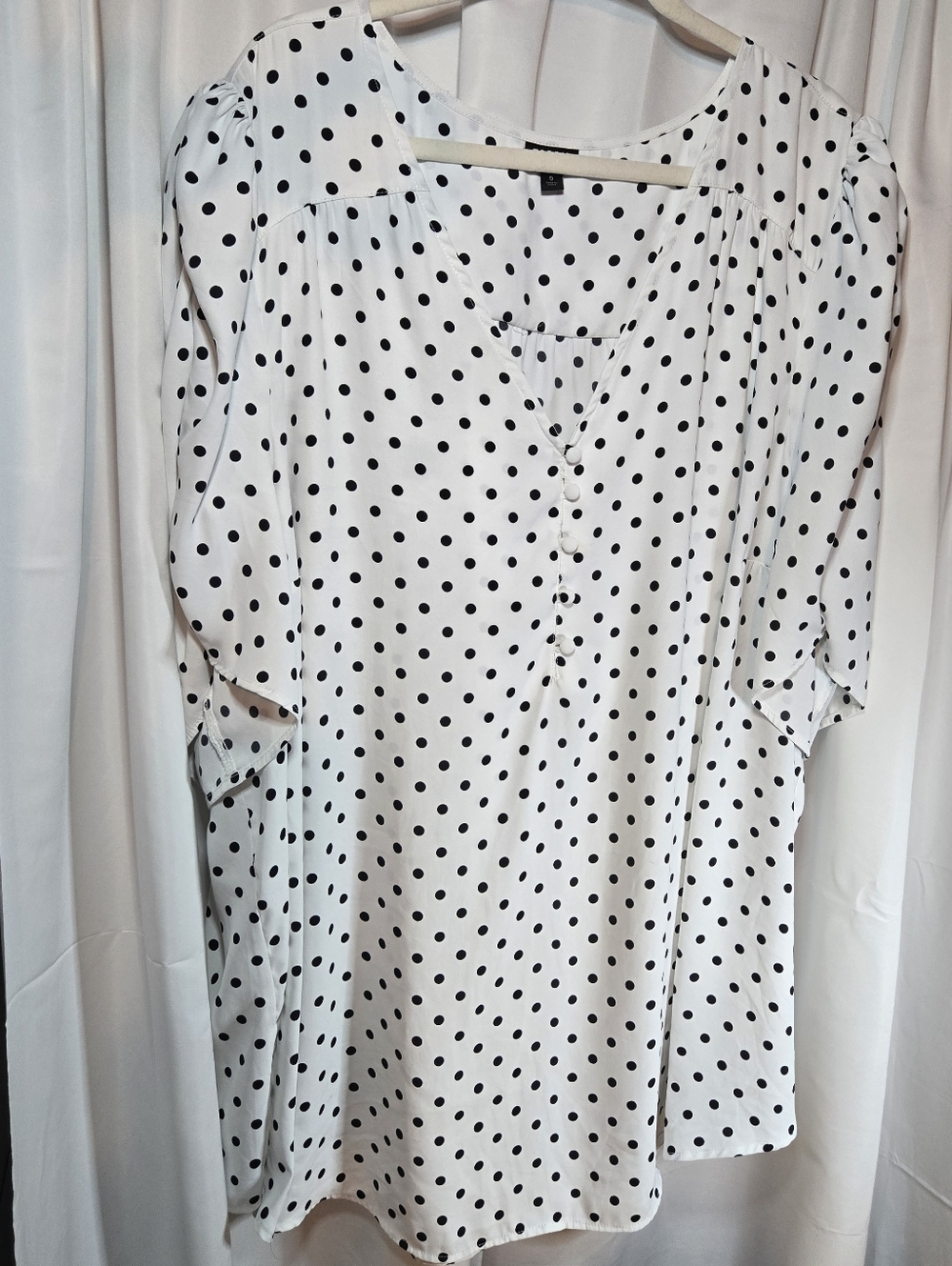 torrid White and Black Polka Dot Blouse